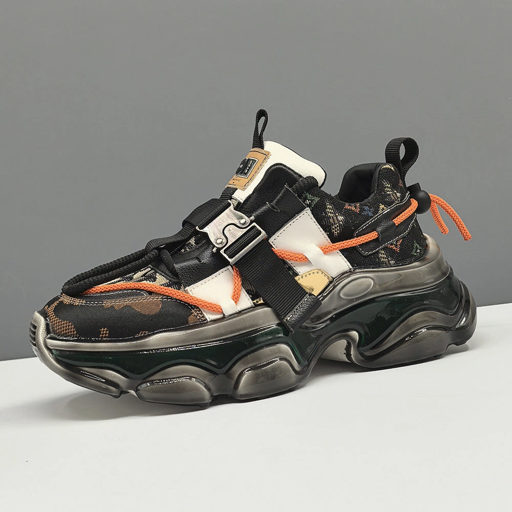 Brogue Shoes And Jeans Men Stylish Patchwork Fashion Chunky Soled Sneakers