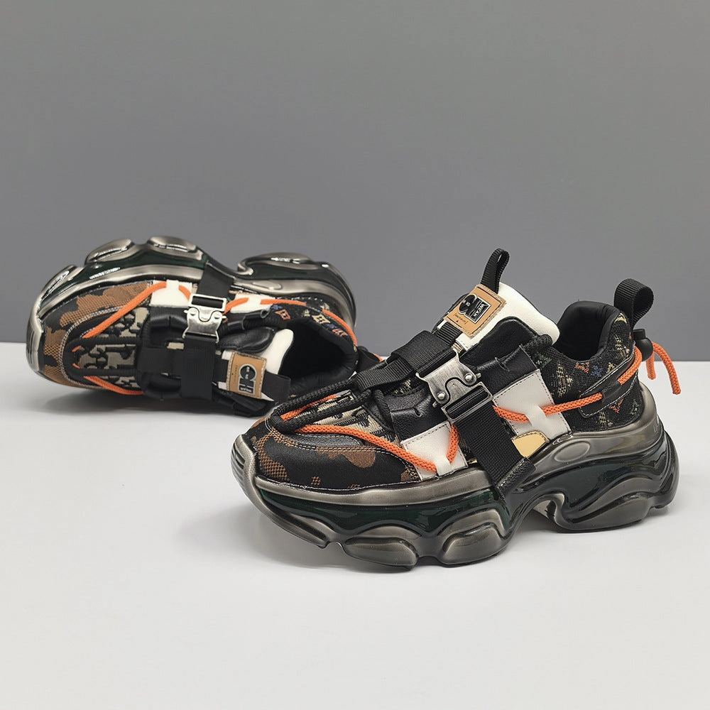 Men Stylish Patchwork Fashion Chunky Soled Sneakers Full Brogue Vs Semi Brogue