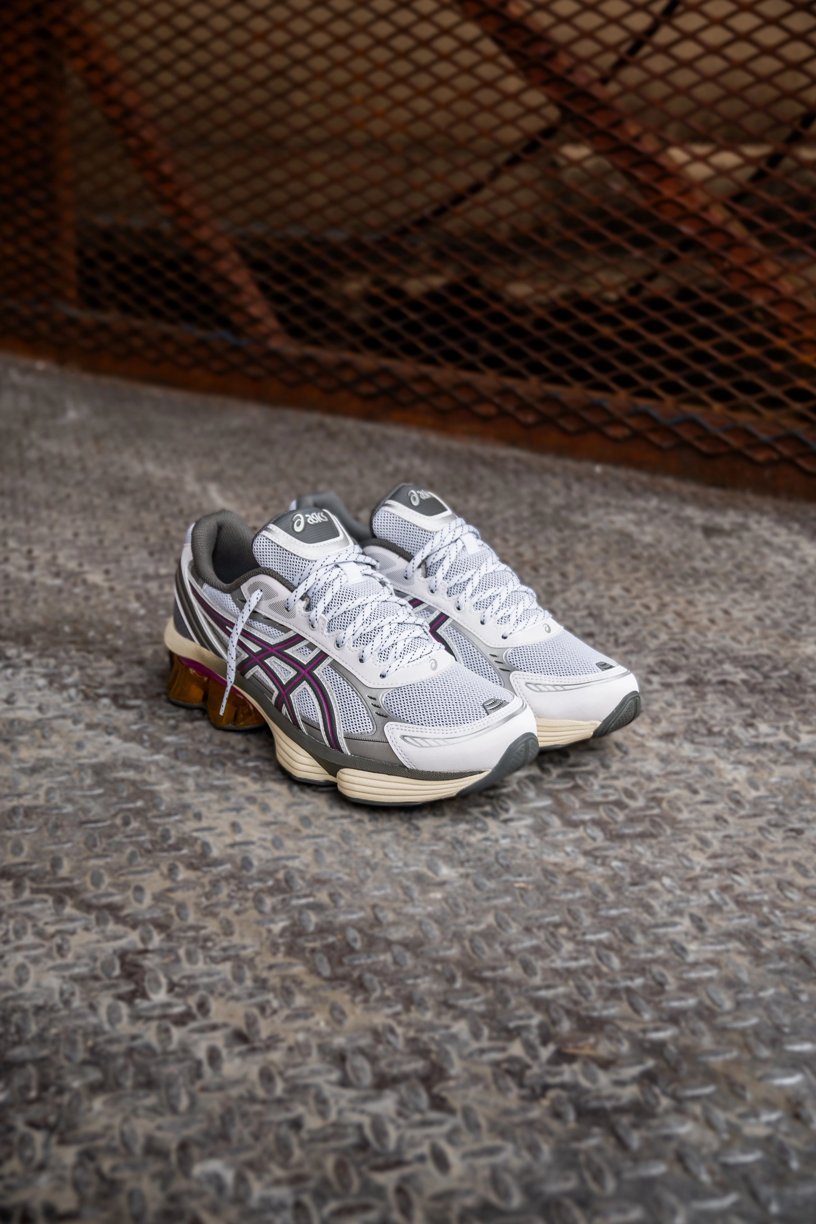 Mens Asics Gel-Kinetic Fluent (White/Truffle Grey) Classic Asics Cheer Shoes