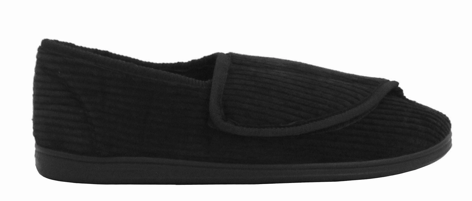 Pajama Slippers Mens Gents Touch Fasten Easy Close Strap Check Velour Warm Fleece Lined Indoor Hard Sole Slippers UK SIZE 7