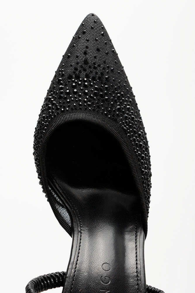 Mesh Pointy Heels Black Ankle Boots With Split Sides