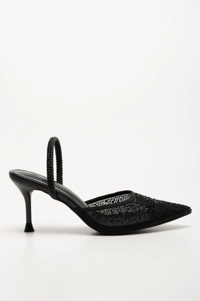 Duo Boots Ankle Boots Mesh Pointy Heels Black