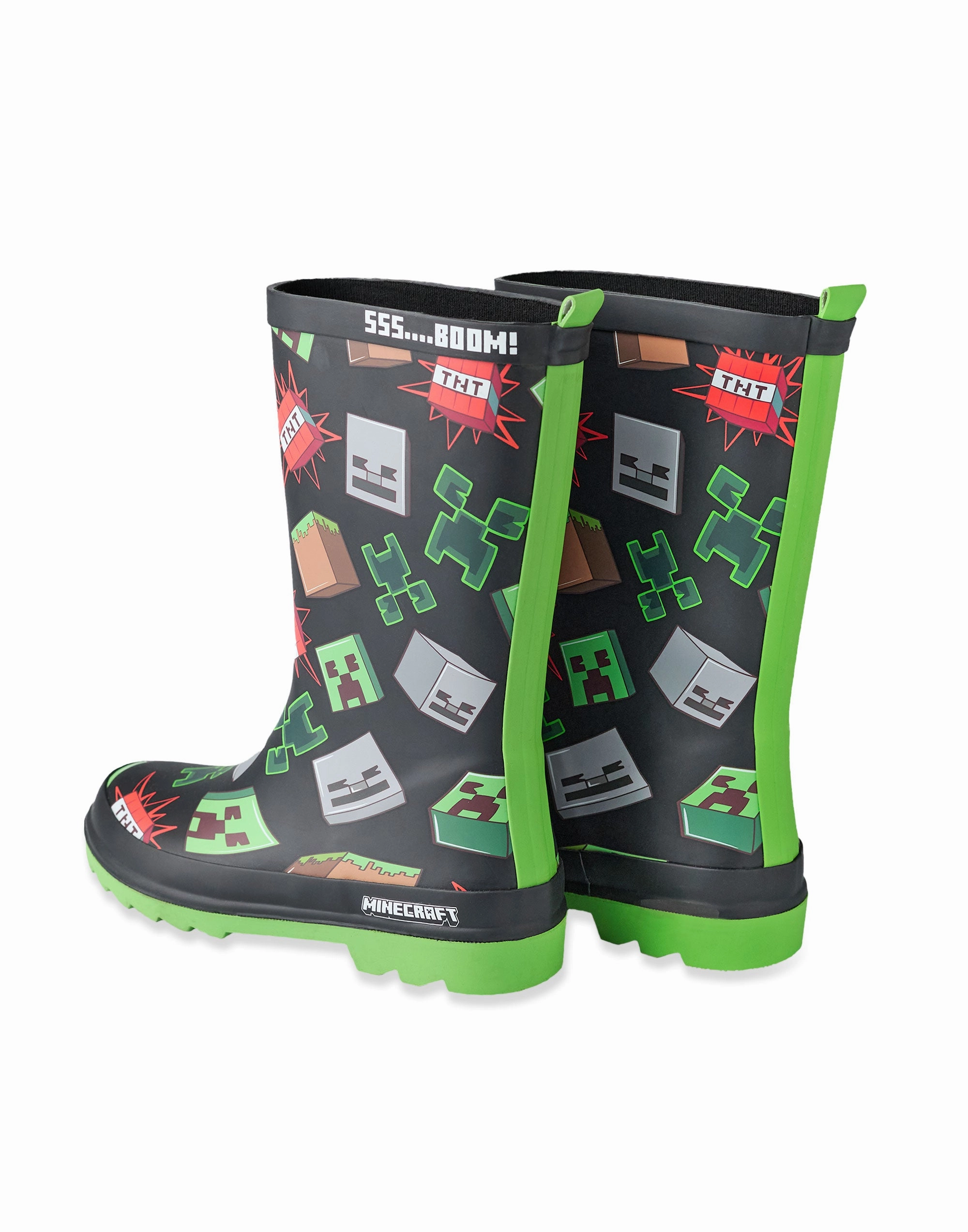Minecraft Icons Boys Black Wellington Boots without Handles Military Winter Boots