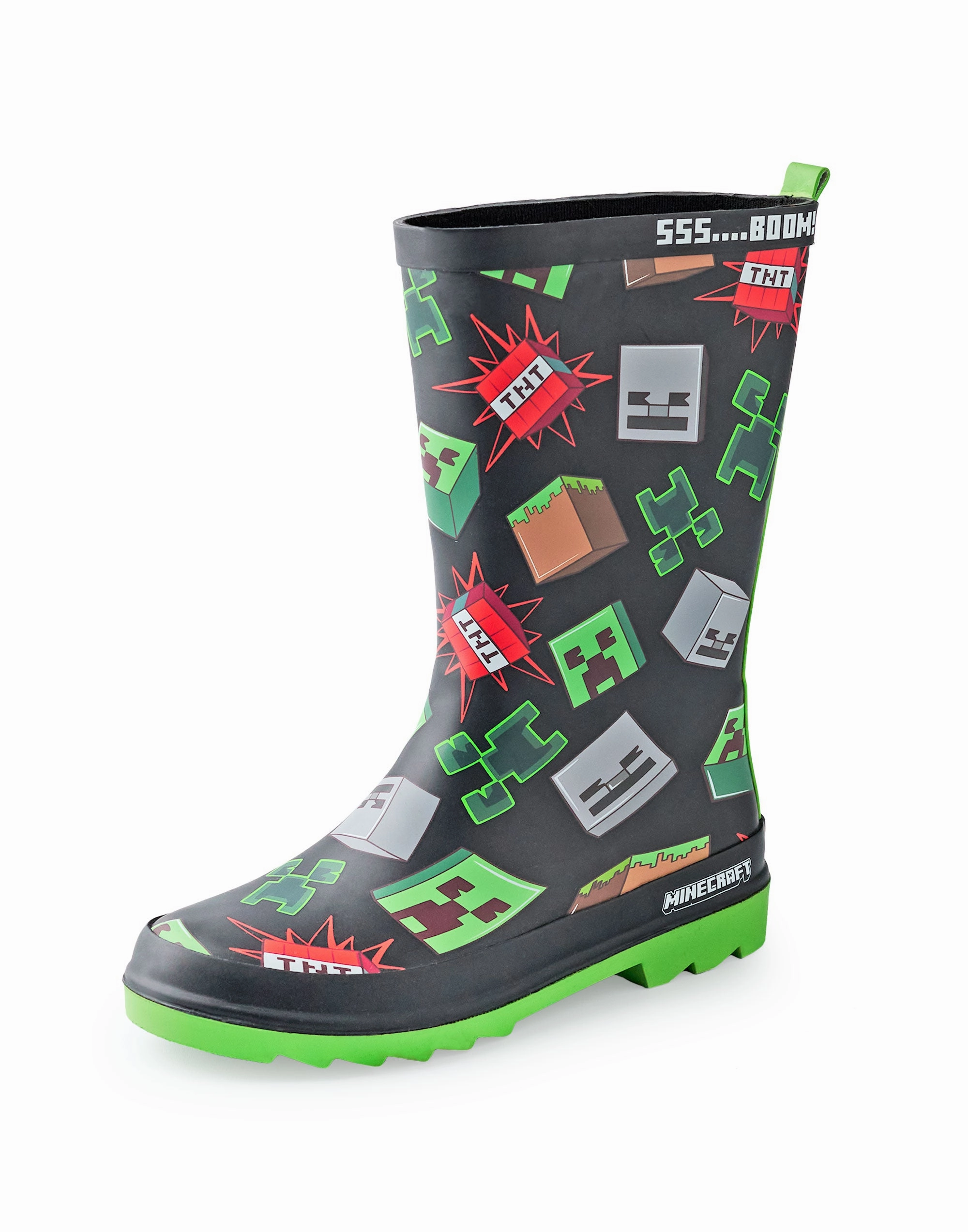 Dream Pairs Boots Minecraft Icons Boys Black Wellington Boots without Handles