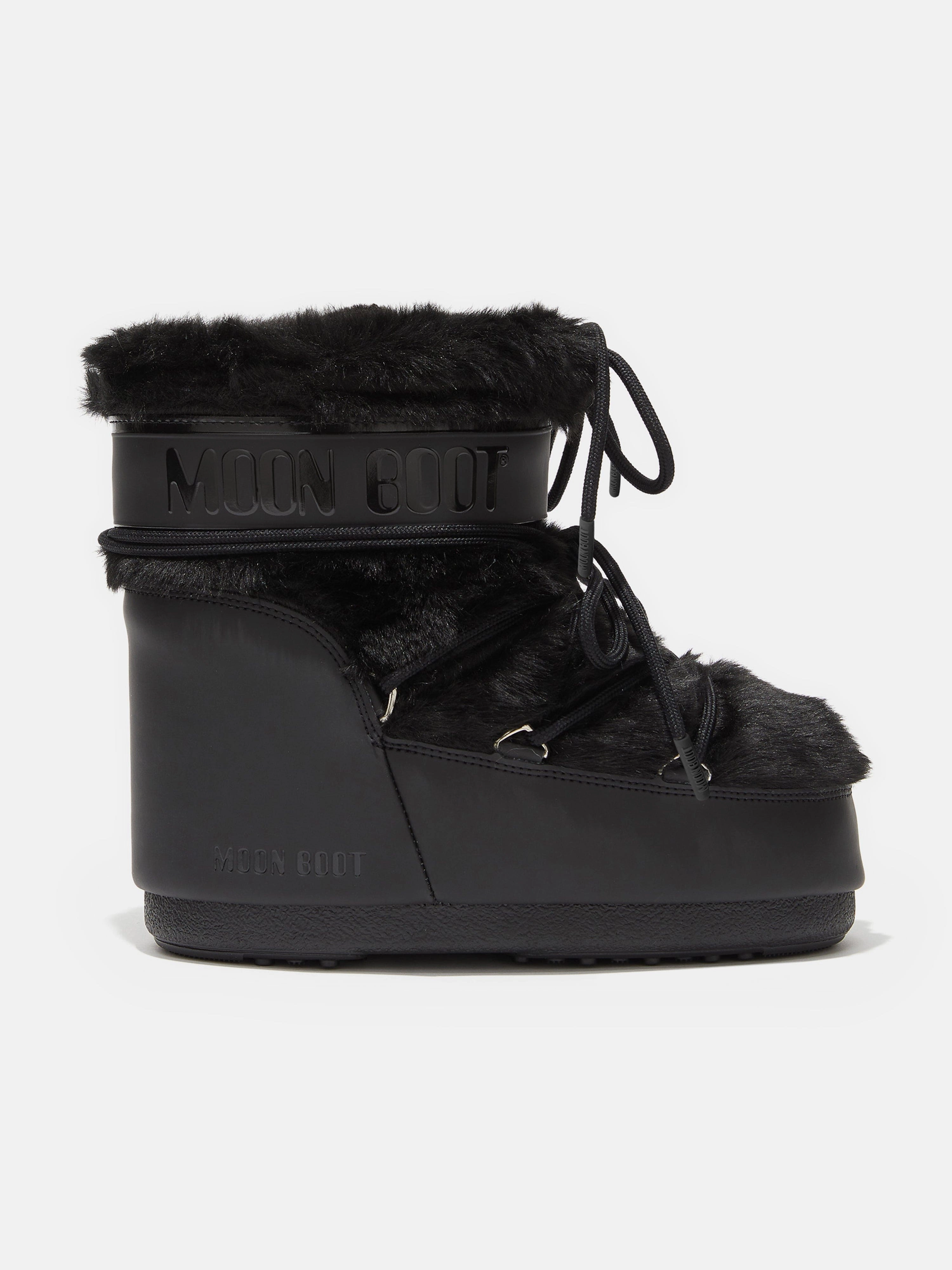 Moon Boot Kids Icon Low Faux Fur Boots in Black Expensive Boots