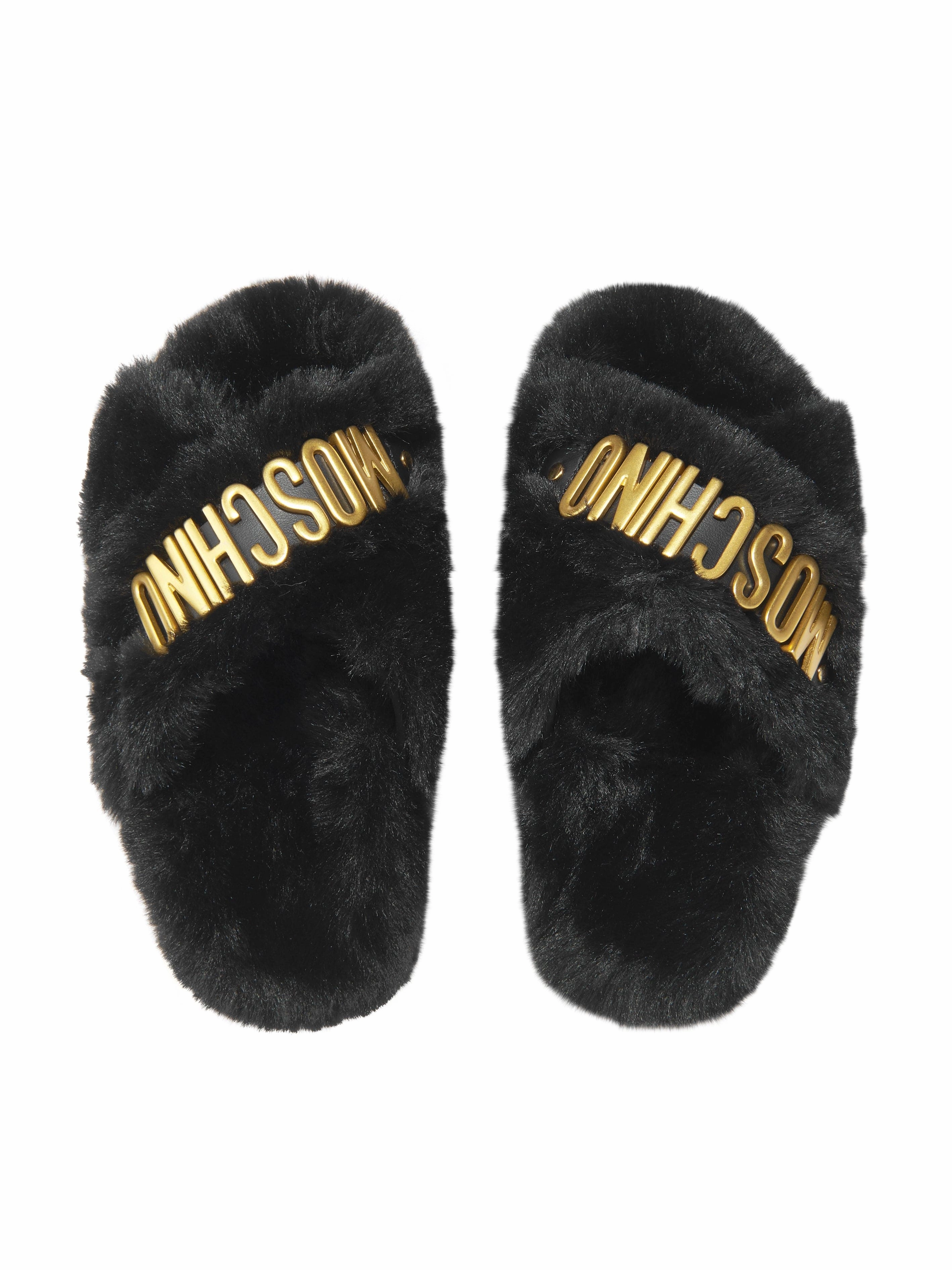 Merrells Slippers Moschino Girls Faux Fur Logo Slippers