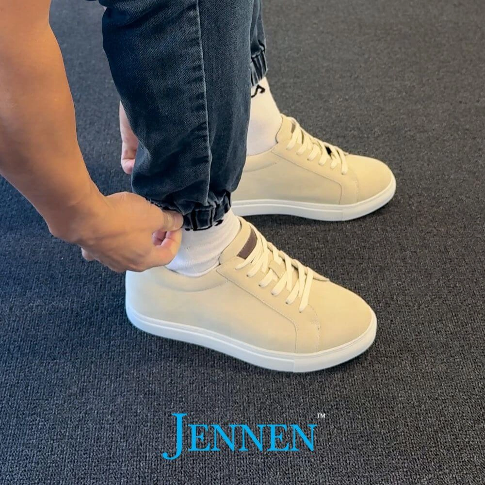 Mr. Banksy Beige 7cm | 2.8 inches Height Increasing Suede Sneakers for Men Infant Walking Shoes