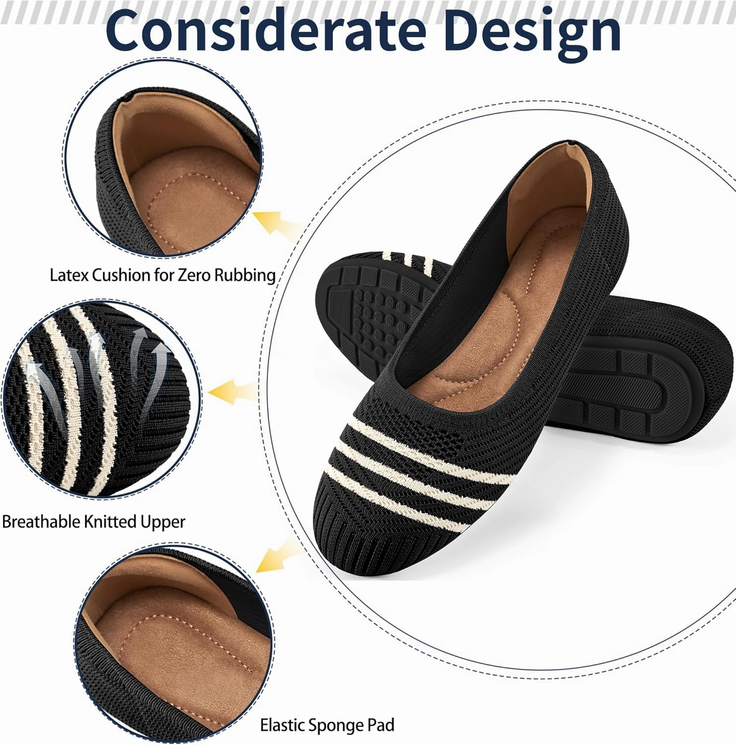 Cheapest Asics Running Shoes Online Flats for Women Ballets Shoes: Comfortable Knitted Dressy Work Flats - Ladies Wedding Flat Casual Shoes