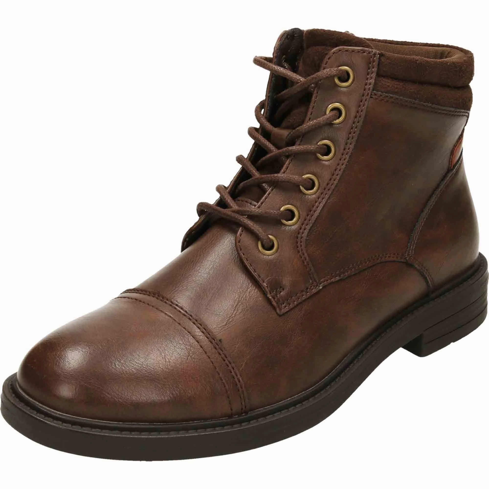 Mens Brown Ankle Boots Lace Up Zip Formal Work Shoes Cute Winter Boots Meaning