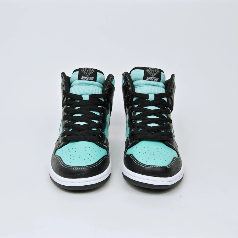 Nike Marathon Running Shoes Nike SB - Dunk High Premium SB 'Diamond' Shoes - Aqua / Chrome - Black