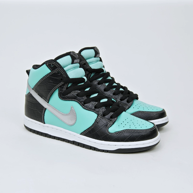 Nike Shoes At Macys Nike SB - Dunk High Premium SB 'Diamond' Shoes - Aqua / Chrome - Black