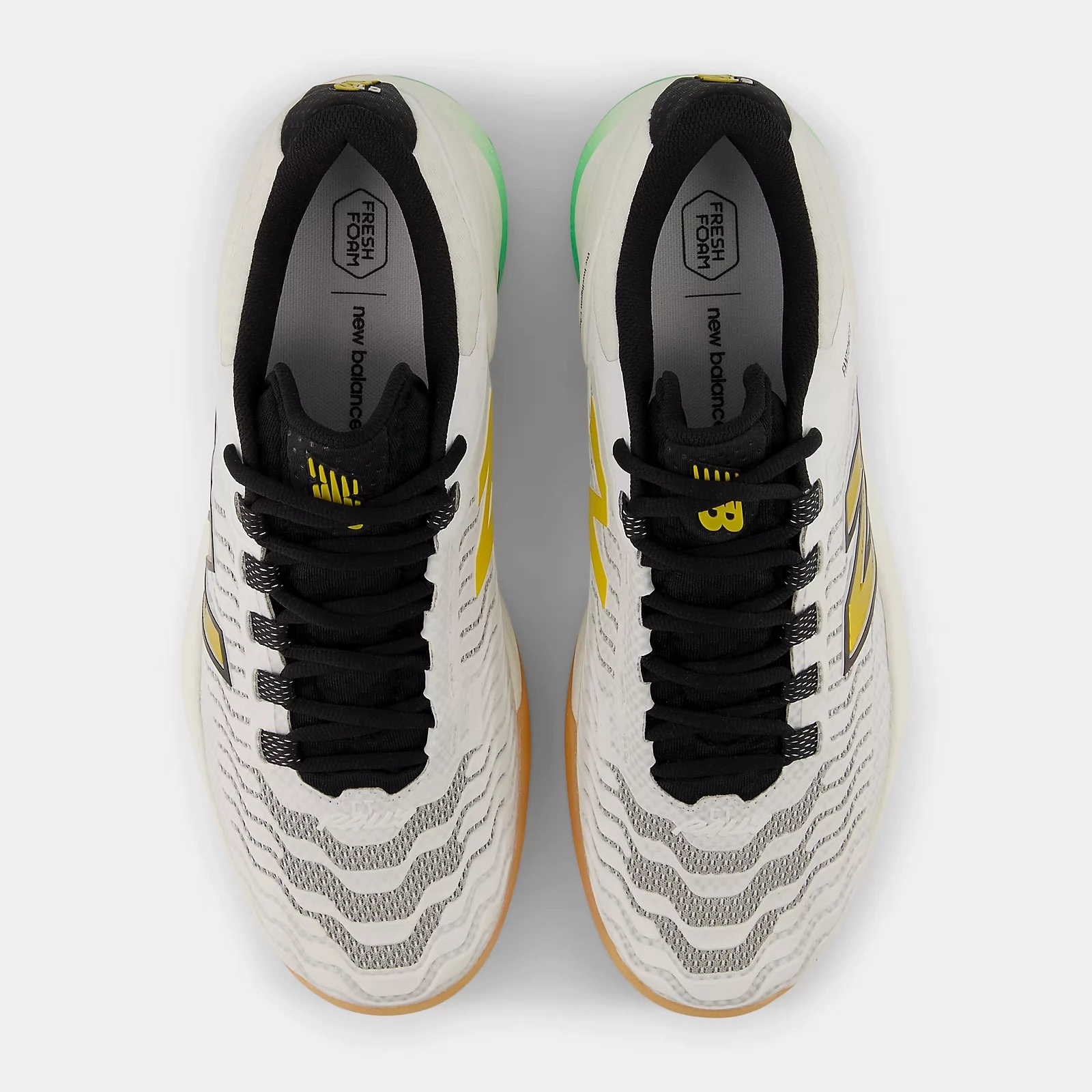 Bubble Tennis Shoes New Balance Mens Fresh Foam X CT-Rally v2 (2E) - White/Black/Metallic Gold