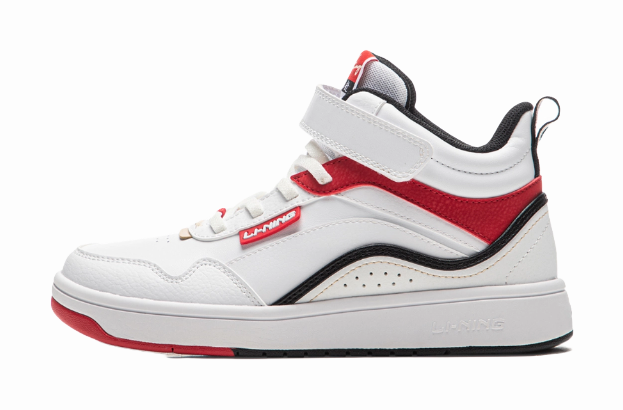 Air Force Golf Shoe Air Golf LINING YOUNG Sports Life Collection Abrasion Resistant Mid top Skateboard Shoes White Red Kids'