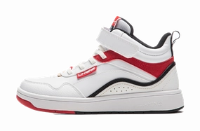 LINING YOUNG Sports Life Collection Abrasion Resistant Mid top Skateboard Shoes White Red Kids' Golden Horse Shoe Golf Course Golf Athletic