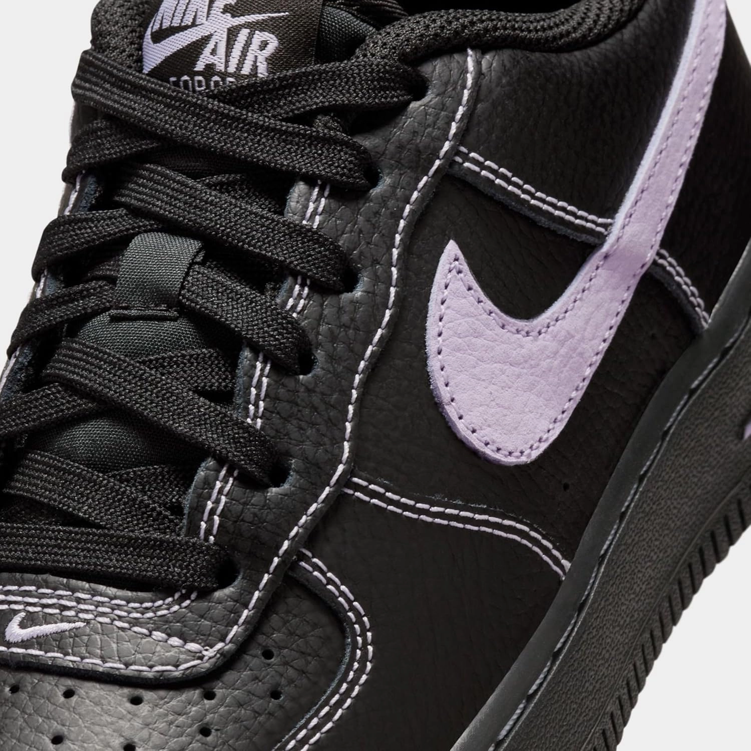 Notre Dame Nike Shoes Nike Air Force 1 LV8 Grade School Basketball Shoes (Black/Hydrangeas) (HJ4563-001, Black/Purple)