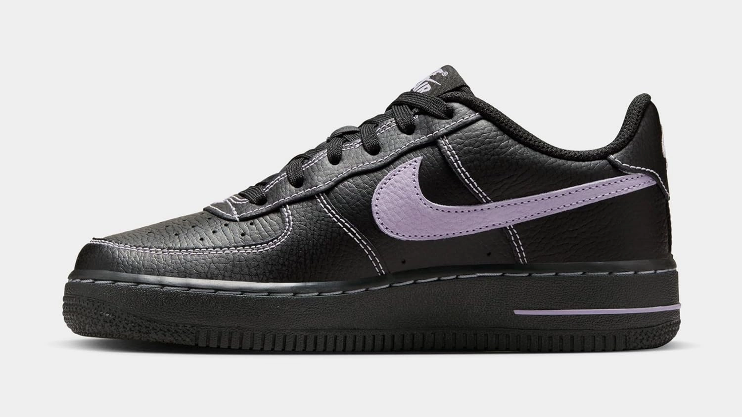 Tyler The Creator Shoes Nike Nike Air Force 1 LV8 Grade School Basketball Shoes (Black/Hydrangeas) (HJ4563-001, Black/Purple)
