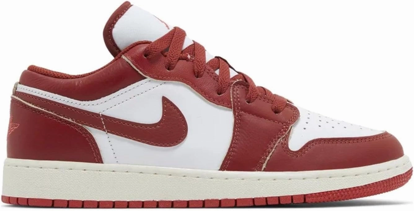 NIKE Air Jordan 1 Low SE Big Kids' Shoes (FJ3465-160, White/Lobster/Sail/Dune Red) Size 6 New Nike Tennis Shoes
