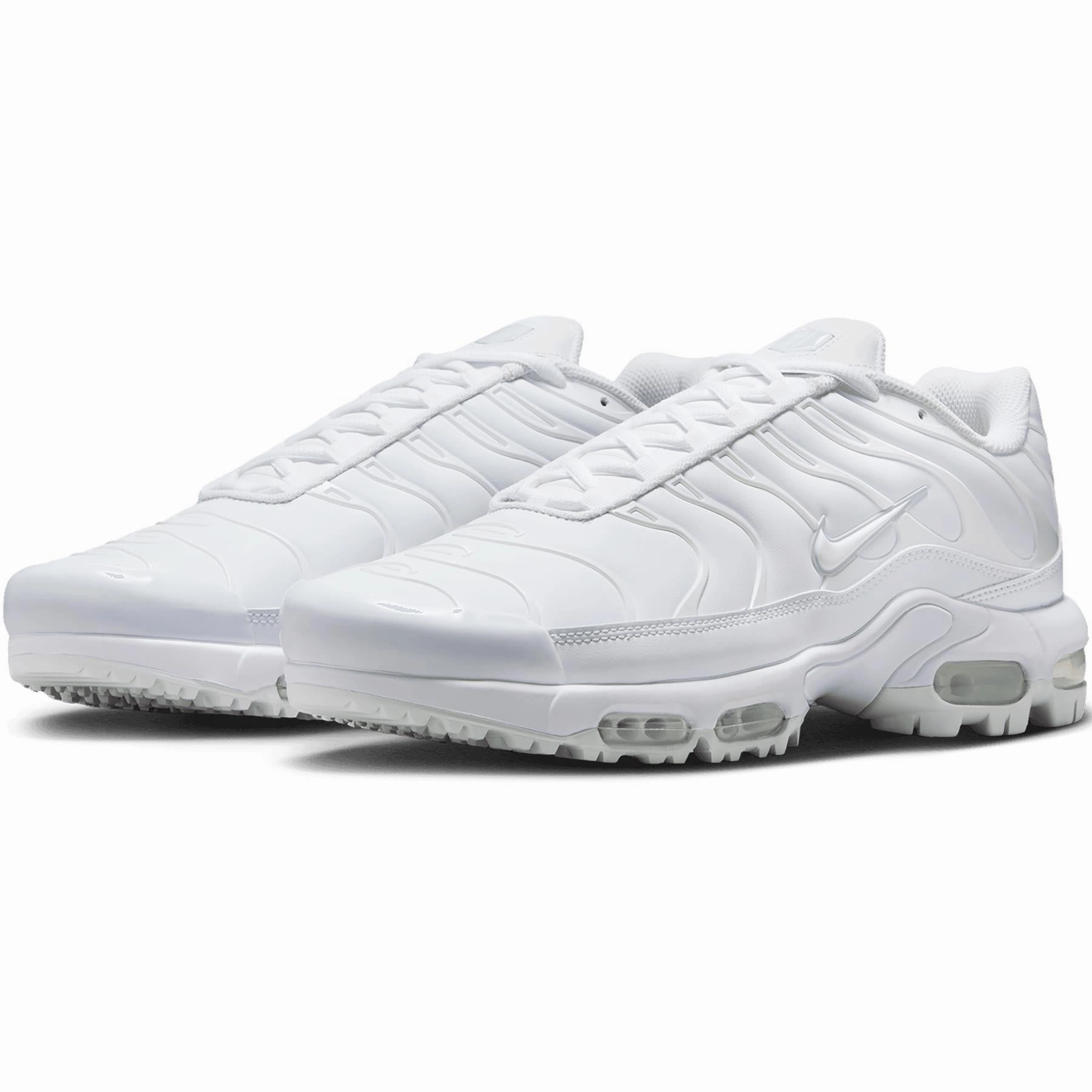 Air Max Plus Golf Shoes White/Pure Platinum/Gold/Salsa Red Wholesale Nike Shoes