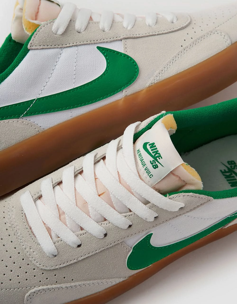 Nike Sb Shoes Zoom Stefan Janoski Nike SB Heritage Vulc Skate Shoes - Summit White/Lucky Green-White