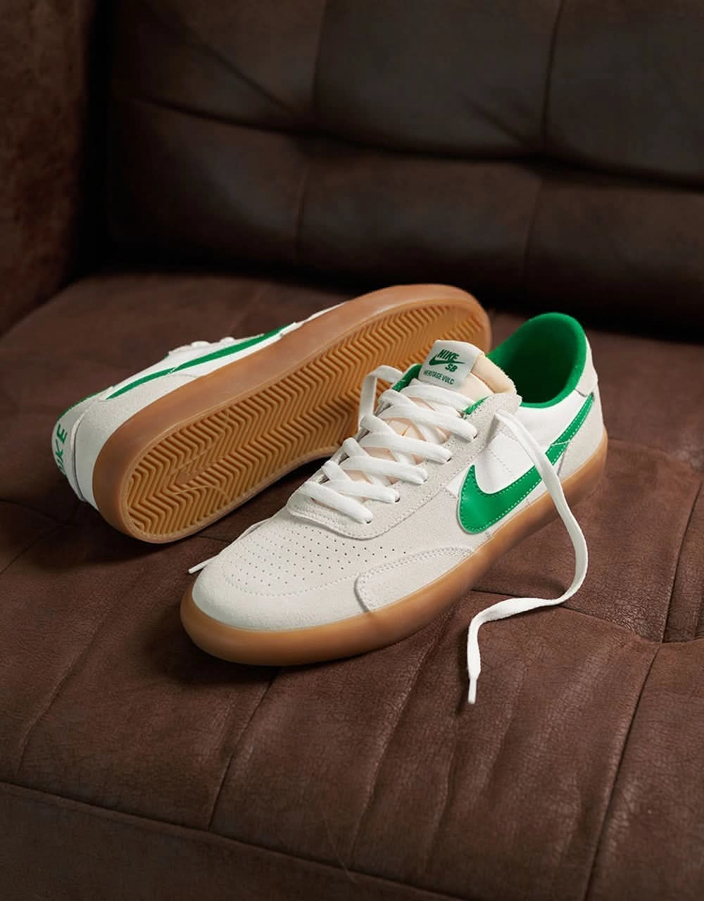Nike Running Shoes Cushioned Nike SB Heritage Vulc Skate Shoes - Summit White/Lucky Green-White