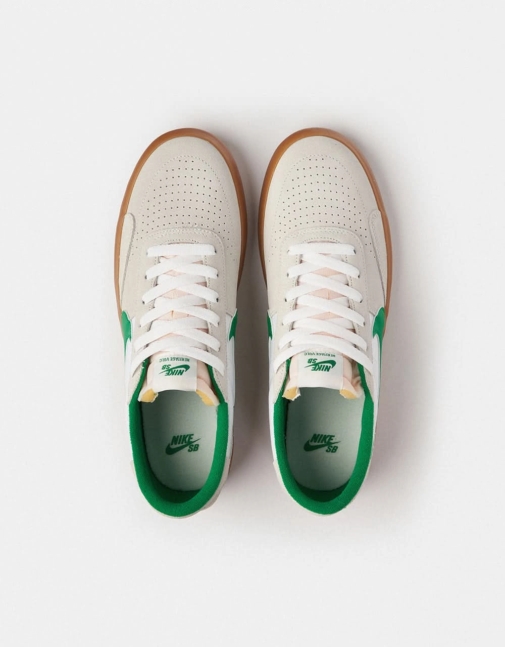 Nike SB Heritage Vulc Skate Shoes - Summit White/Lucky Green-White Nike Max Air Leather Shoes