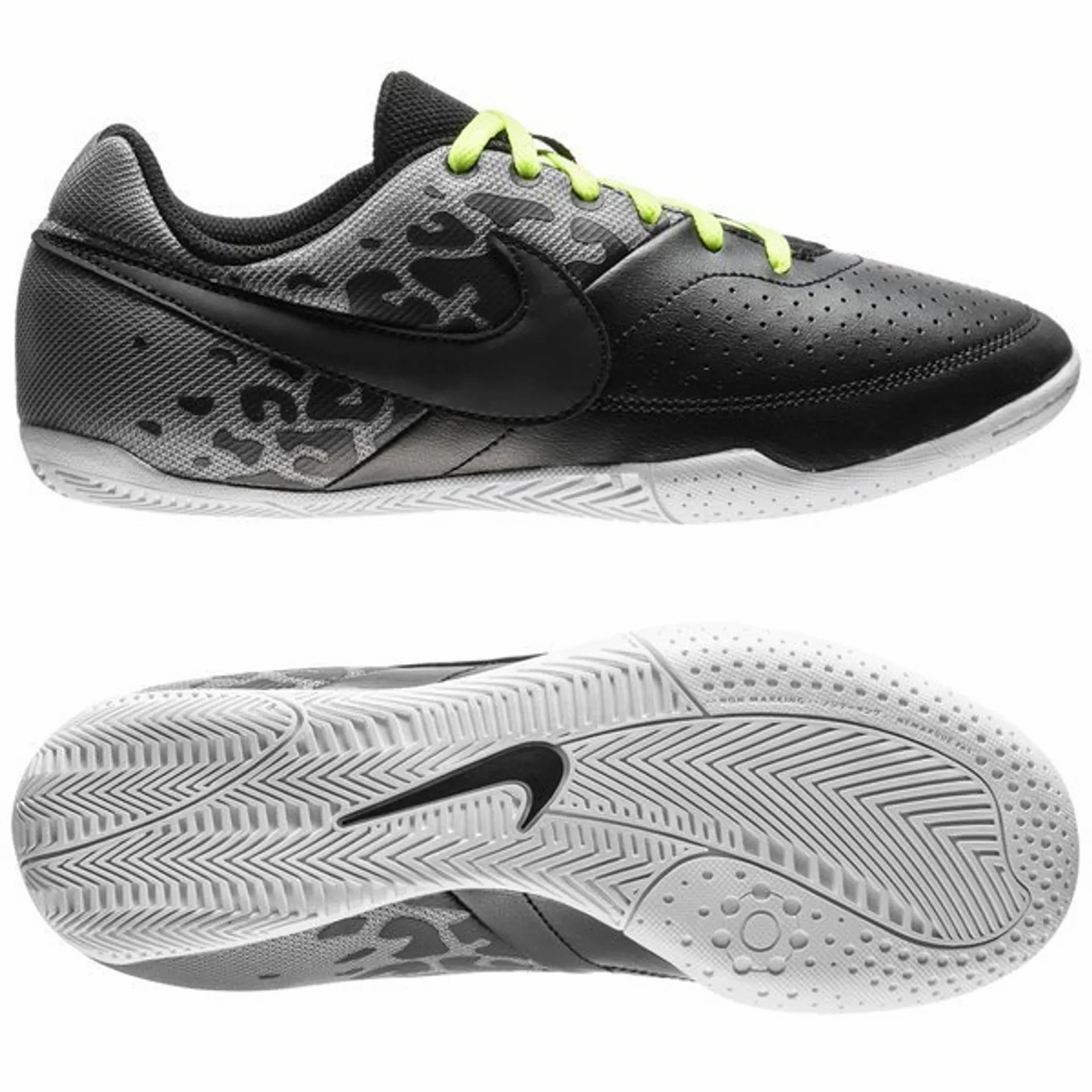 Nike JR Elastico II Indoor Soccer Shoes - Black/Cool Grey/Volt Little Kid Soccer Cleats