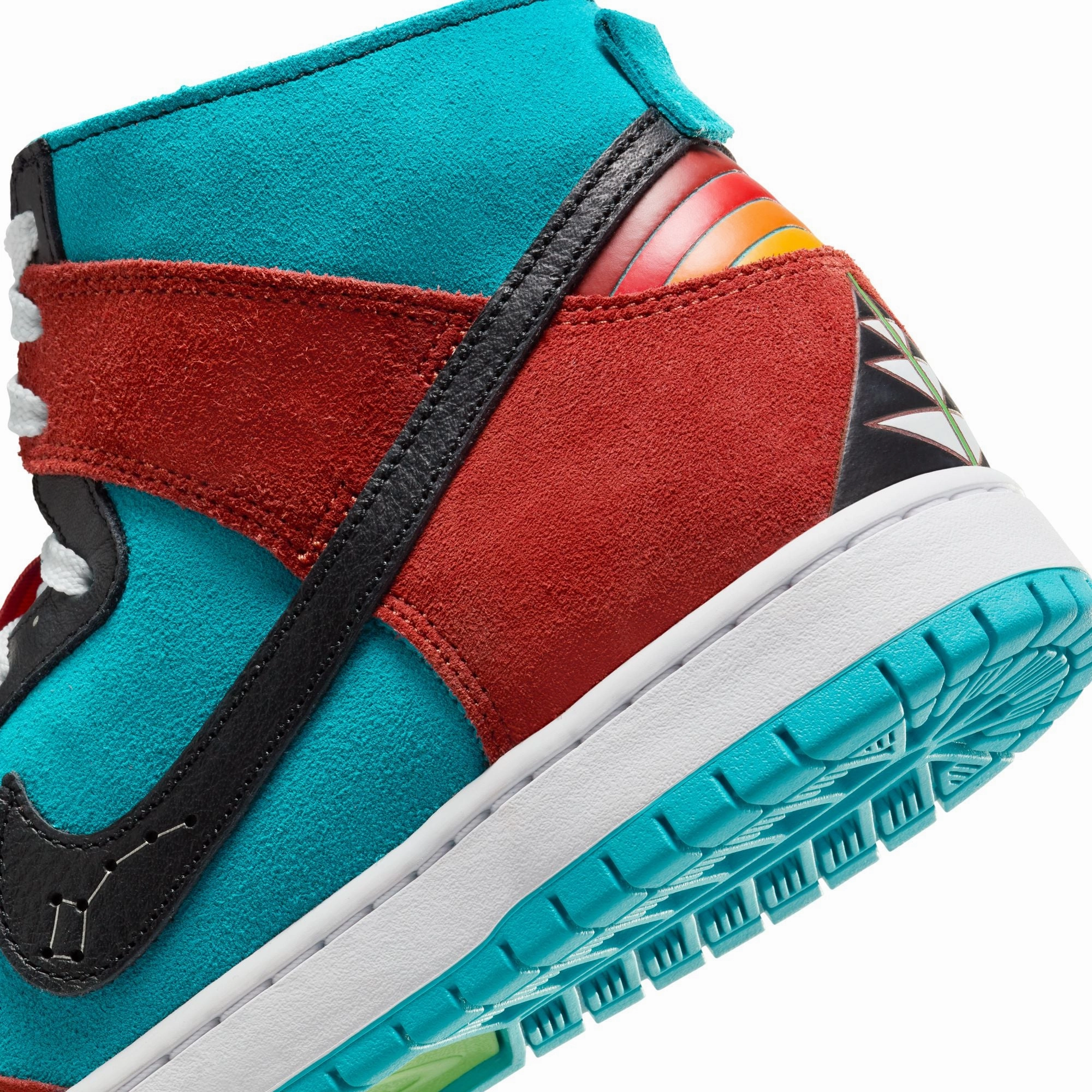 Nike Shoe Strings Nike SB - 'Di'orr Greenwood' Dunk High Decon QS Shoes - Turquoise Blue / Black - Rugged Orange