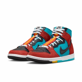 Nike SB - 'Di'orr Greenwood' Dunk High Decon QS Shoes - Turquoise Blue / Black - Rugged Orange Nike Street Soccer Shoes