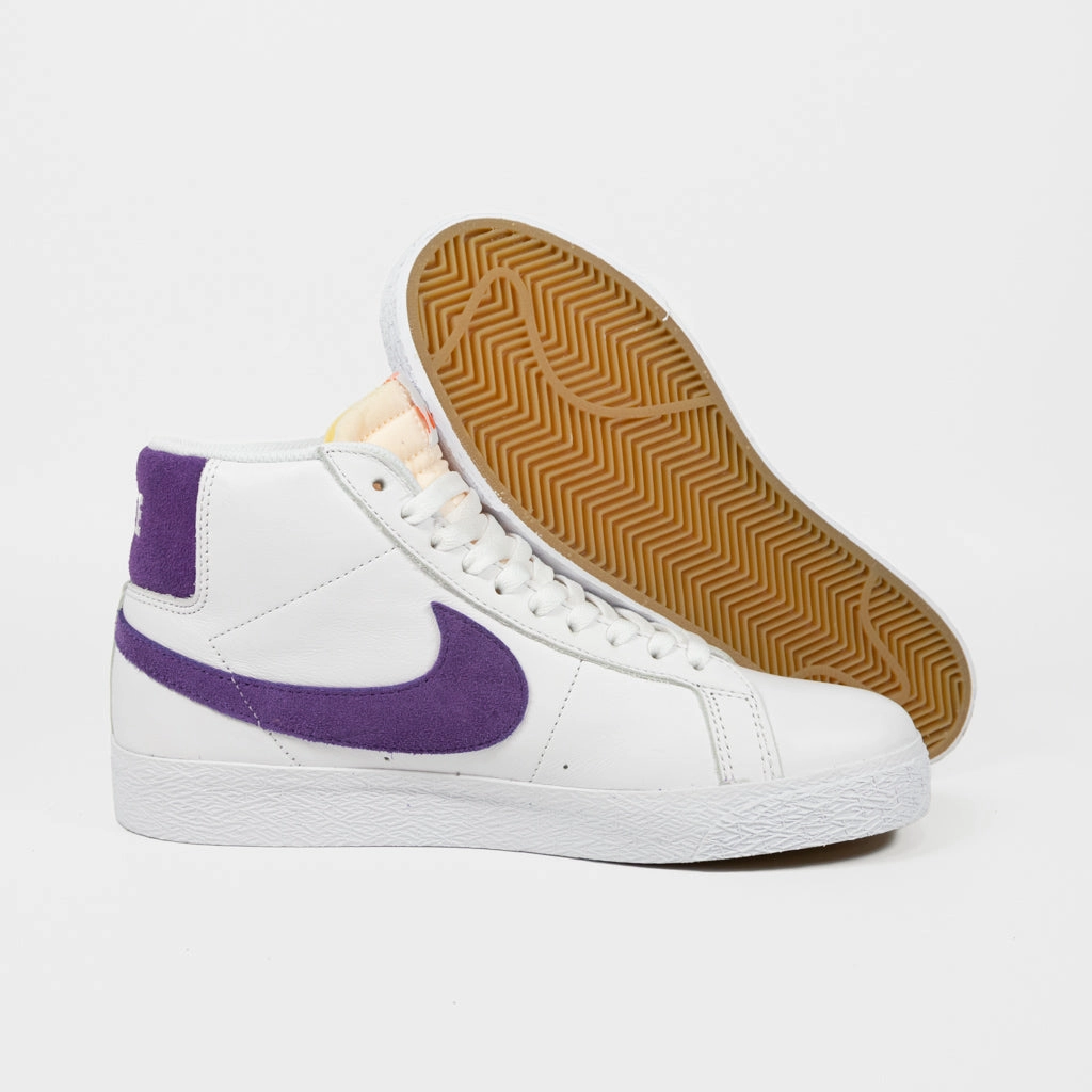 Nike SB - Blazer Mid Orange Label Shoes - White / Court Purple - White Nike Nurse Shoe