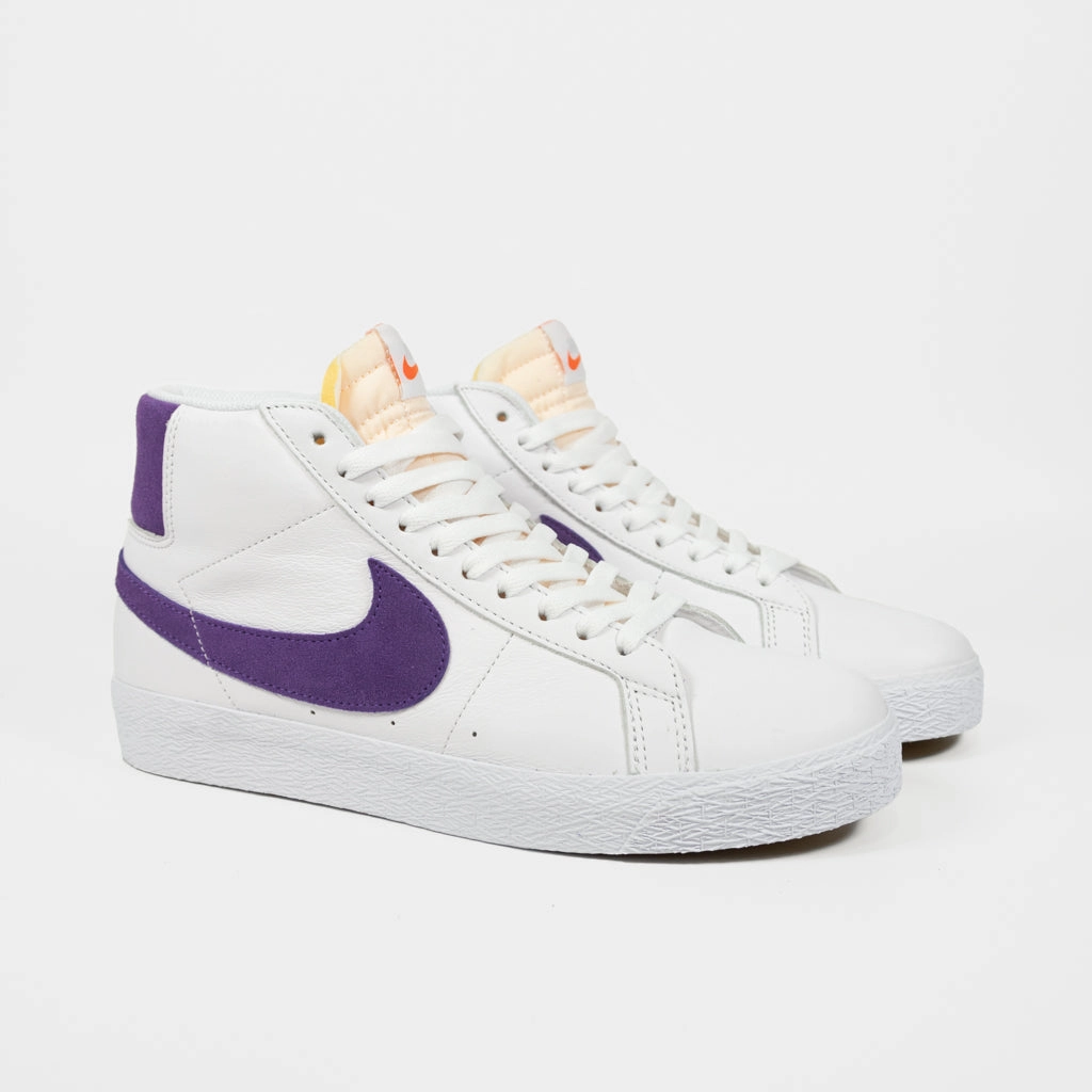 Tiffany And Company Nike Shoes Nike SB - Blazer Mid Orange Label Shoes - White / Court Purple - White