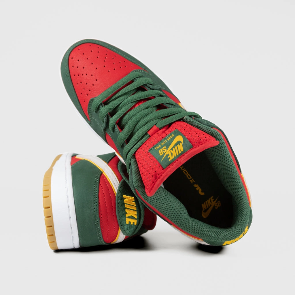 Air Force Nike Shoes Nike SB - Dunk Low Pro Shoes - Fir / White - University Gold - Fire Red
