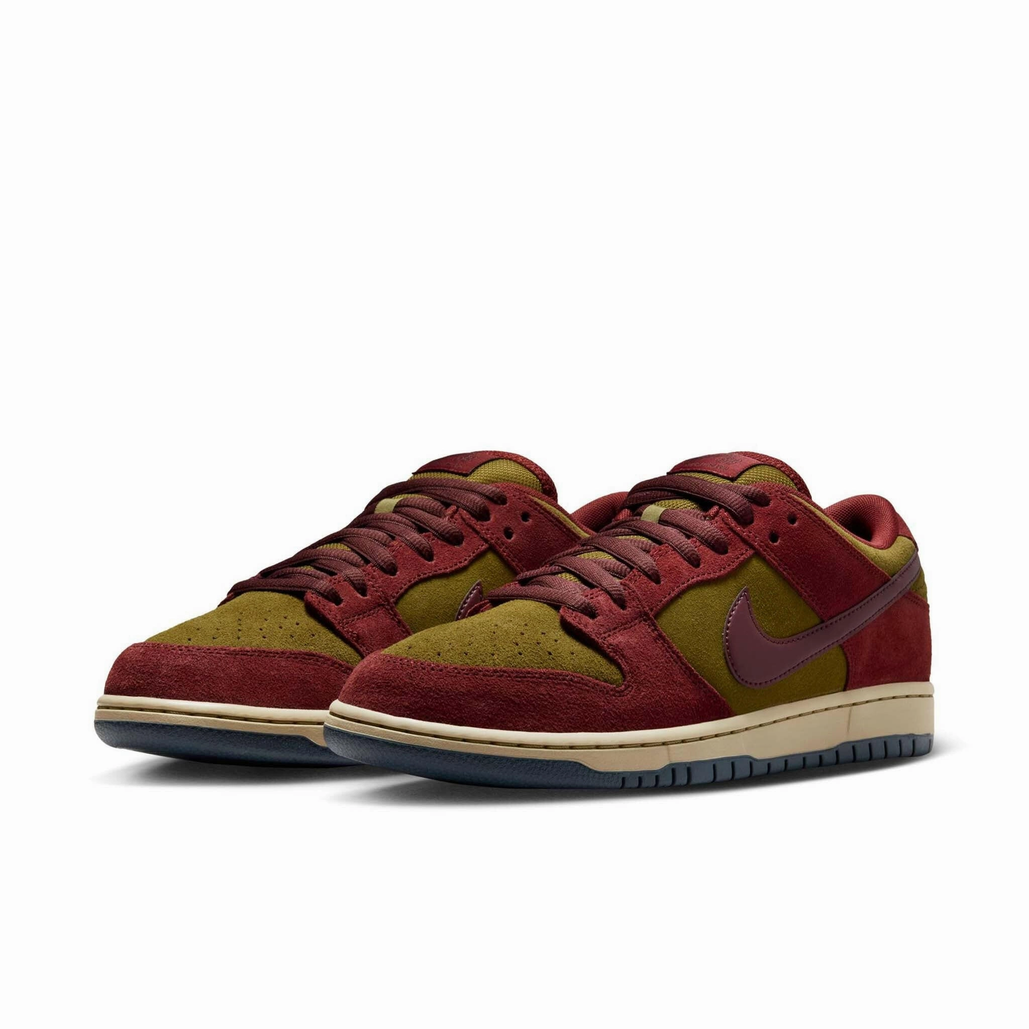 Nike SB - Dunk Low Pro Shoes Dark Team Red Olive Flak Grey Nike Shoes Running