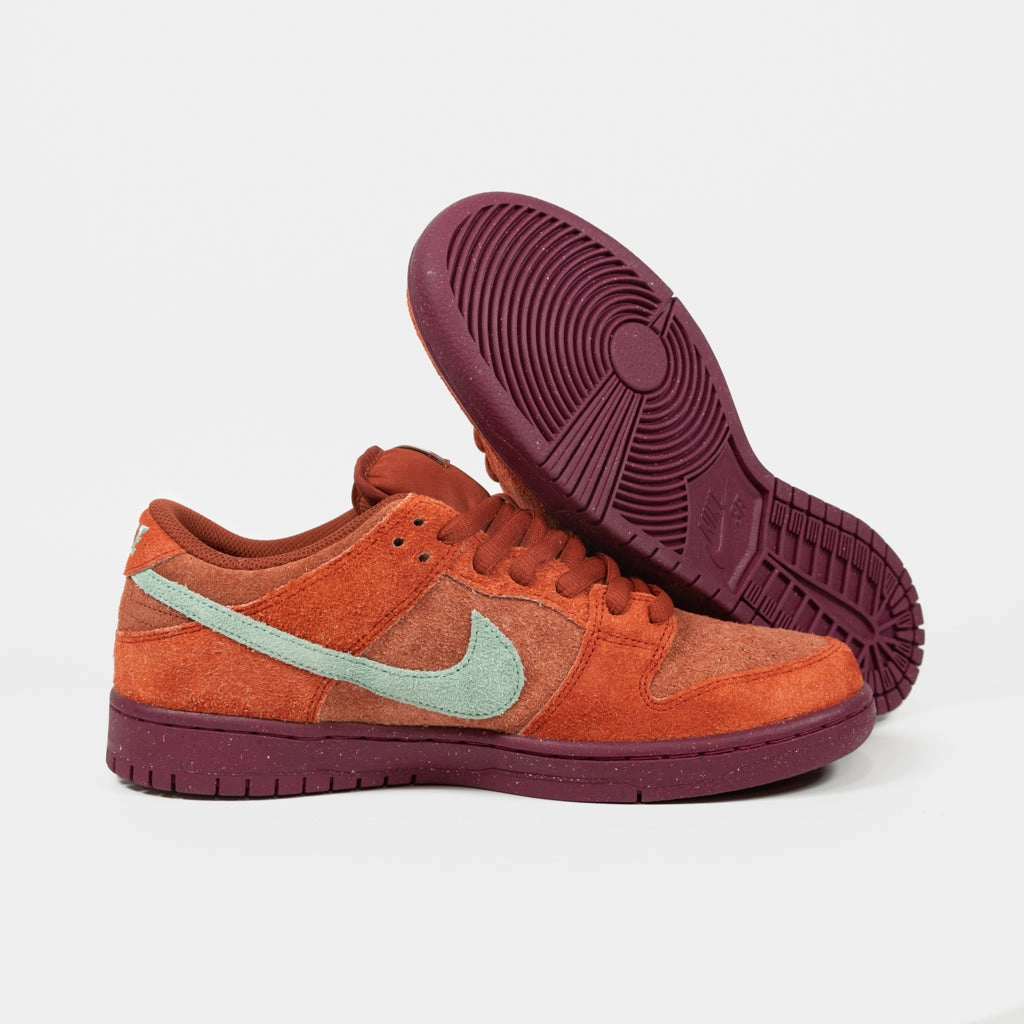 Nike SB - Dunk Low Pro Shoes (UK ONLY - ONE PAIR PER CUSTOMER) - Mystic Red / Emerald Rise - Rugged Orange Nike's First Shoe