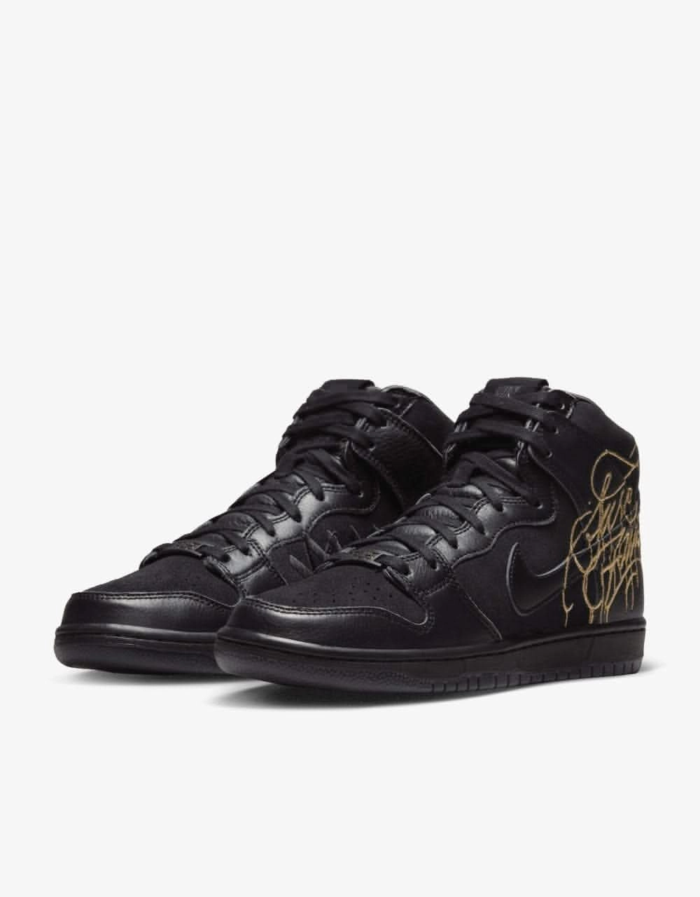 Nike Stability Running Shoes Nike SB 'Faust' Dunk High Pro QS Skate Shoes - Black/Black-Metallic Gold