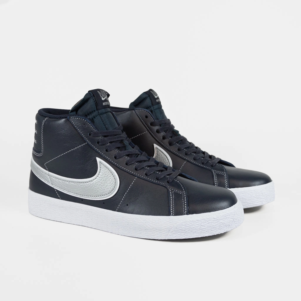 Nike Shoes With Lime Green Nike SB - Mason Silva Blazer Mid Shoes - Blackened Blue / Wolf Grey