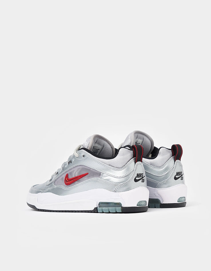 Nike SB Air Max Ishod Premium Skate Shoes - Metallic Silver/Varsity Red Nike Pickleball Shoe