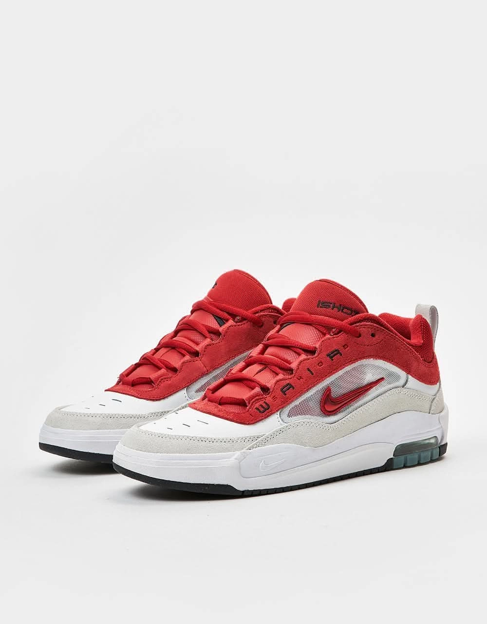 Wide Tennis Shoes Nike Nike SB Air Max Ishod Skate Shoes - White/Varsity Red-Summit White-Varsity Red-Black