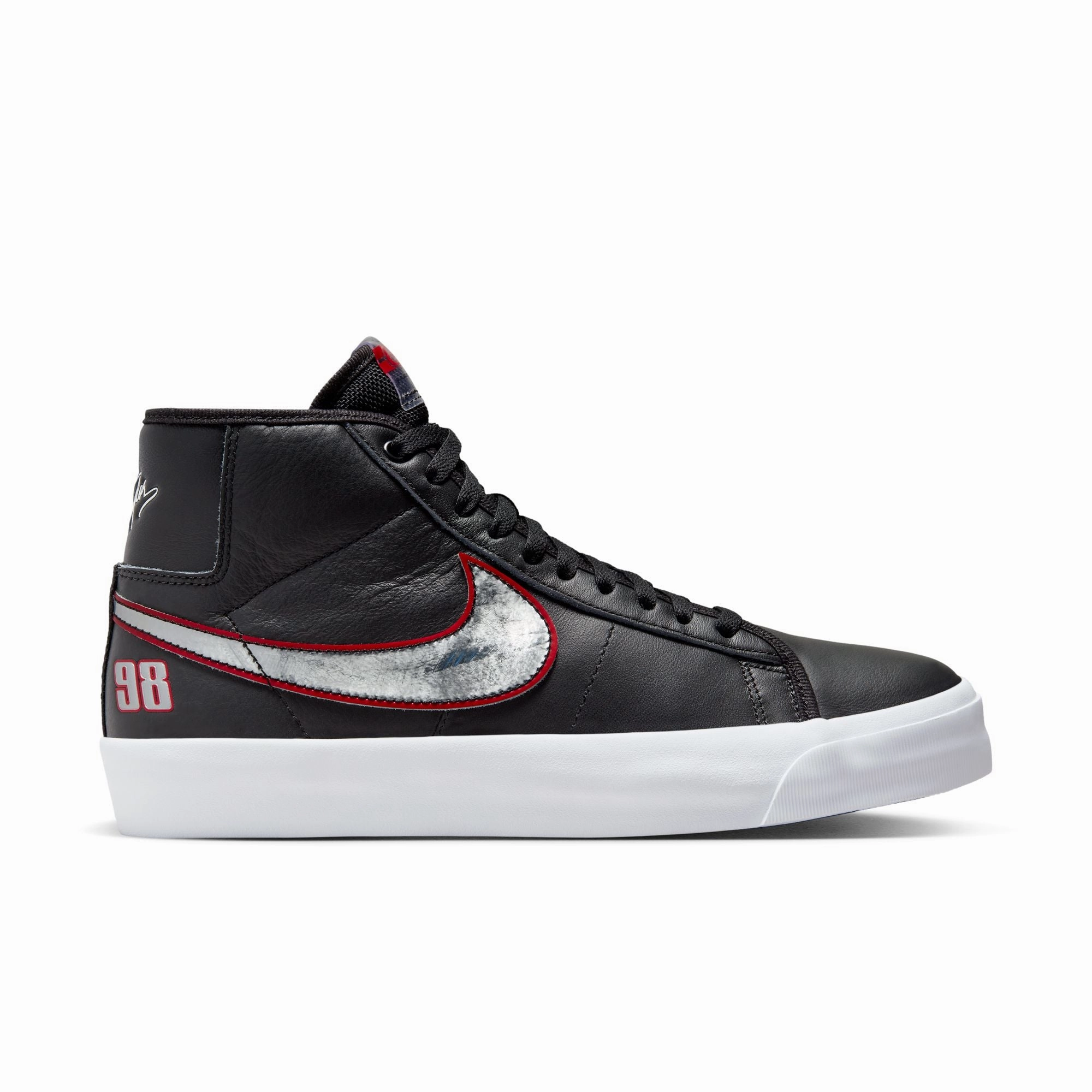 Custom Nike Shoes Painted Nike SB Blazer Mid Pro GT-Black/Metallic Silver