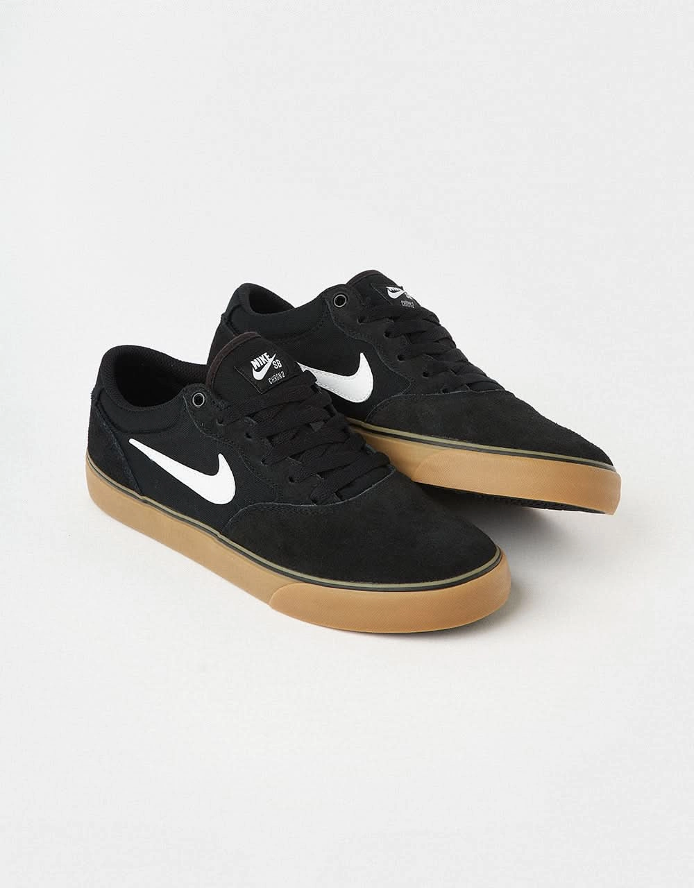 Nike SB Chron 2 Skate Shoes - Black/White-Black-Gum Light Brown Nike Air Force One Shoe Strings