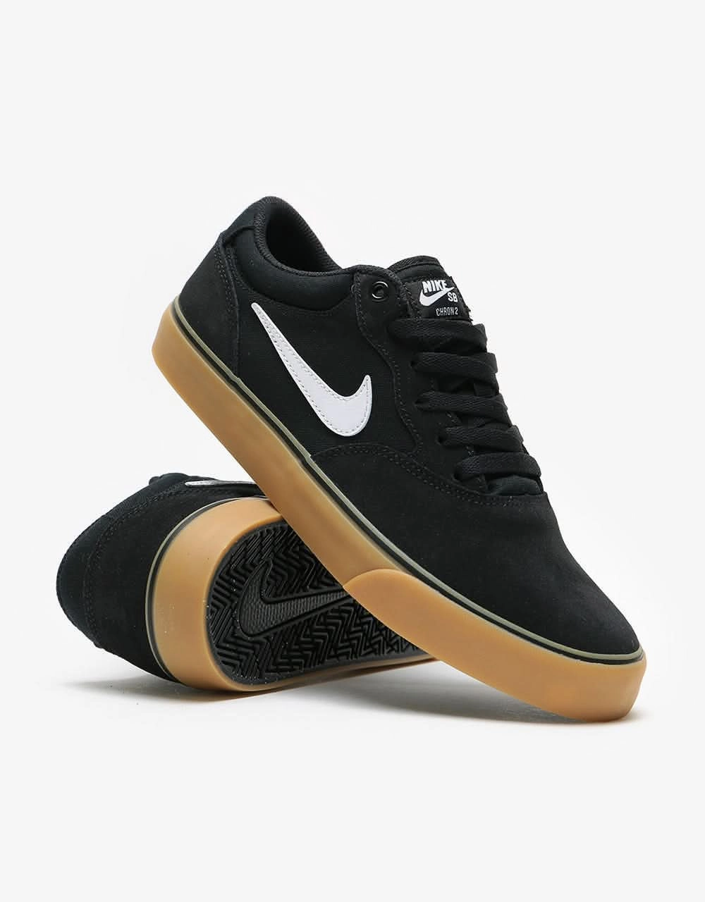Nike Kobe Tennis Shoes Nike SB Chron 2 Skate Shoes - Black/White-Black-Gum Light Brown