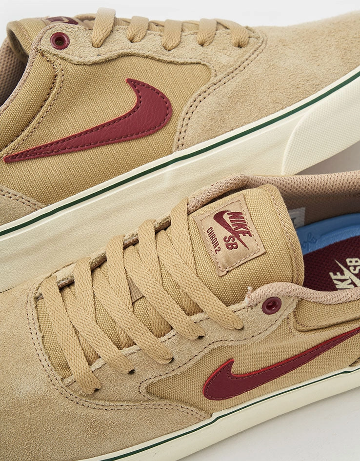 Nike SB Chron 2 Skate Shoes - Parachute Beige/Dark Team Red Nike Smiley Face Shoes