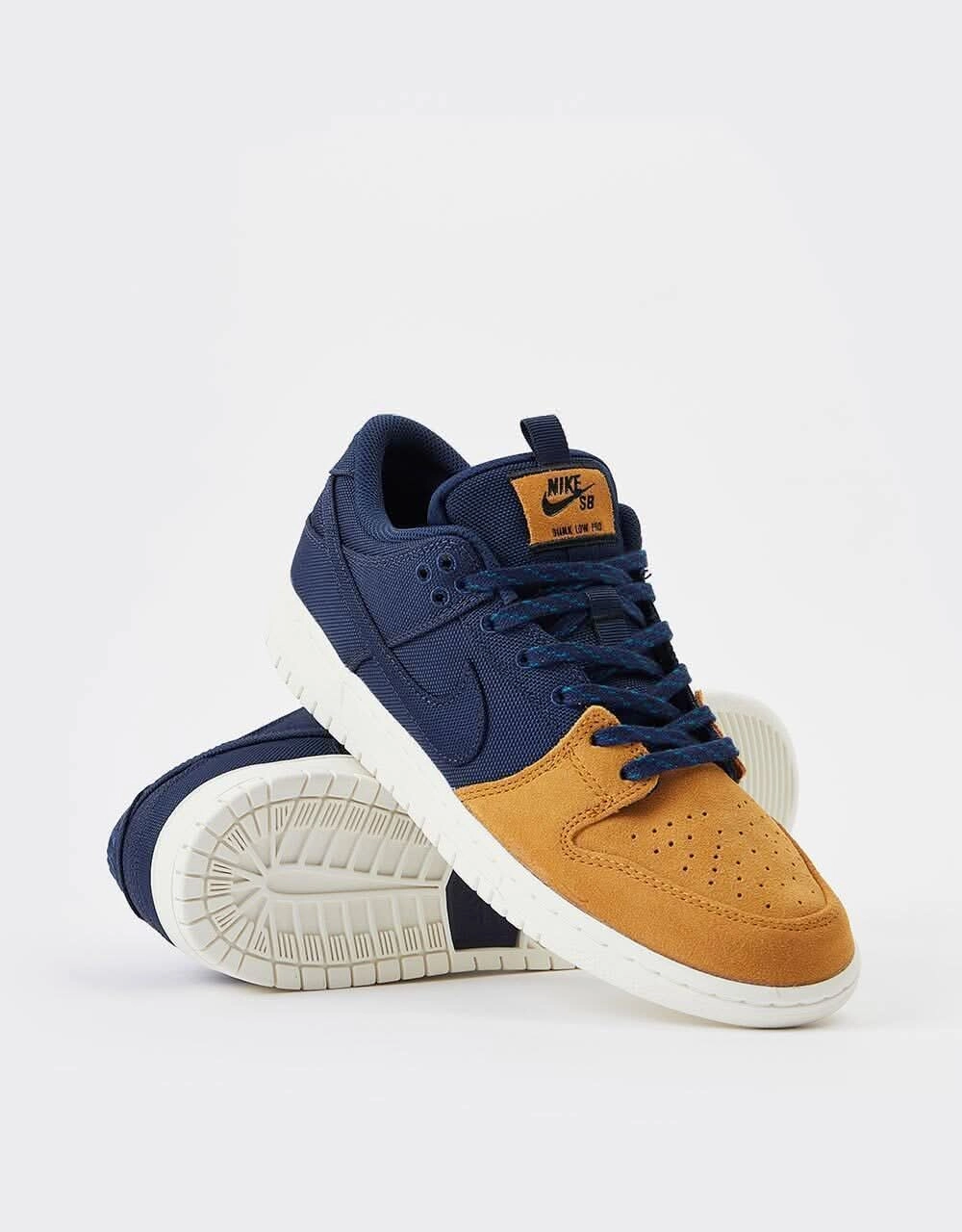 Nike SB Dunk Low Pro Premium Skate Shoes - Midnight Navy/Midnight Navy-Desert Nike Cushlon Shoes
