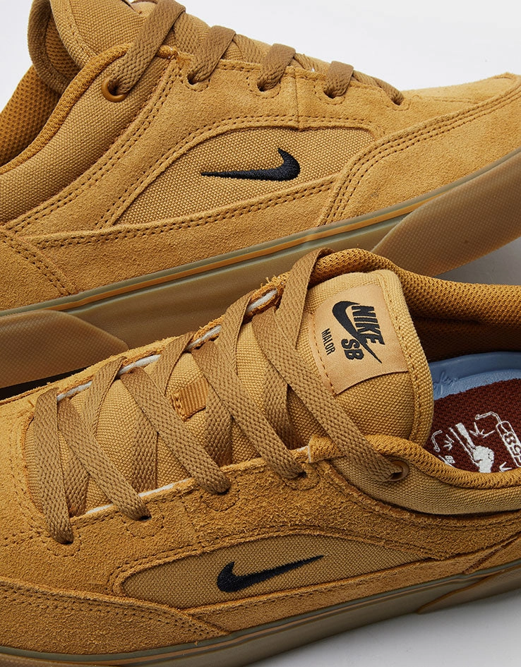 Nike SB Malor TE Skate Shoes - Wheat/Black-Wheat-Gum Light Brown Air Max Nike Basketball Shoes