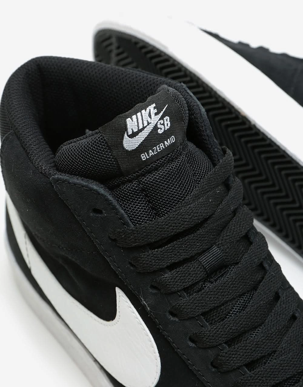 Nike SB Zoom Blazer Mid Skate Shoes - Black/White-White-White Waterproof Shoes Nike