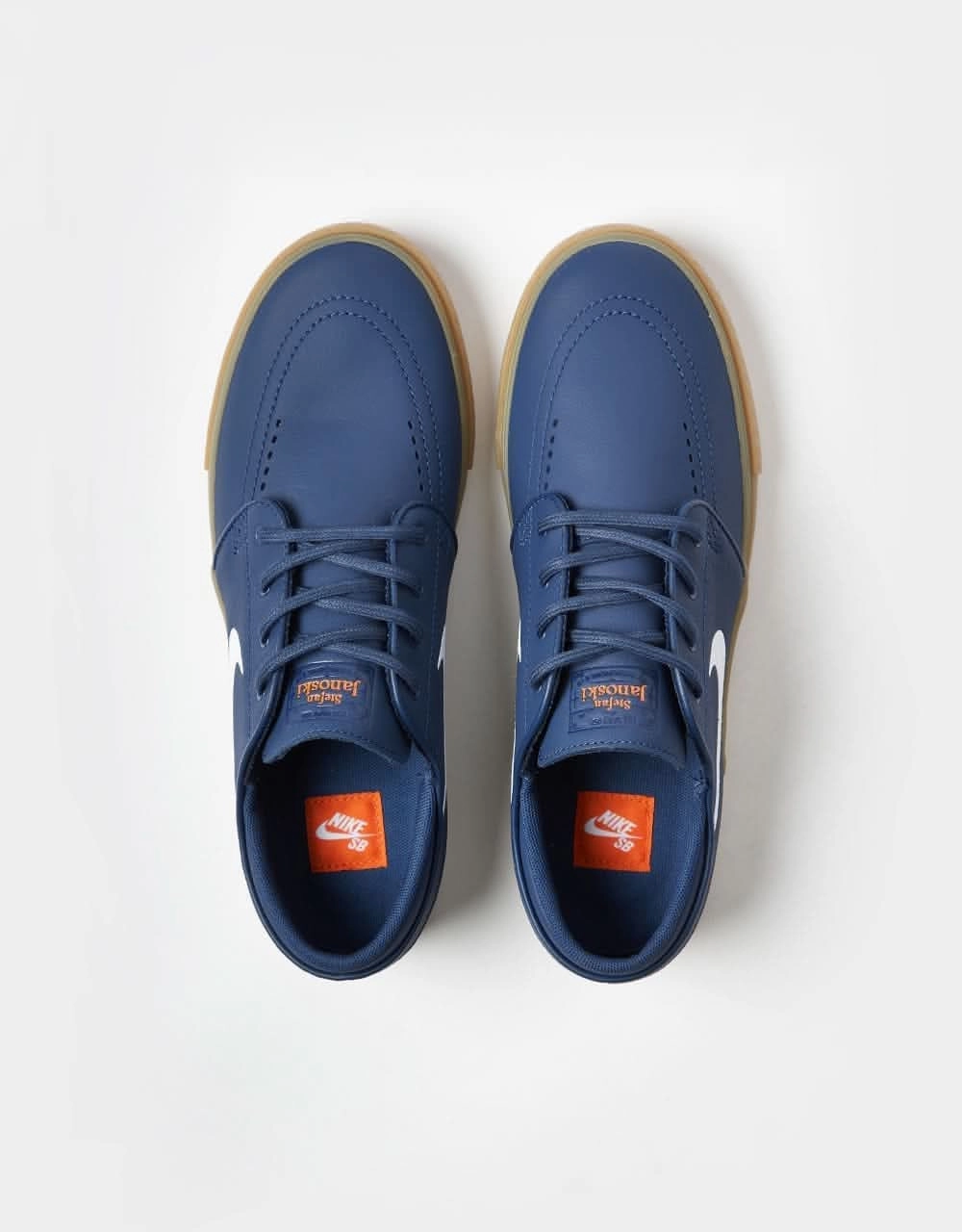 Nike SB Zoom Janoski ISO Skate Shoes - Navy/White-Navy-Gum Lt Brown-Midnight Navy-Safety Orange Nike Create A Shoe