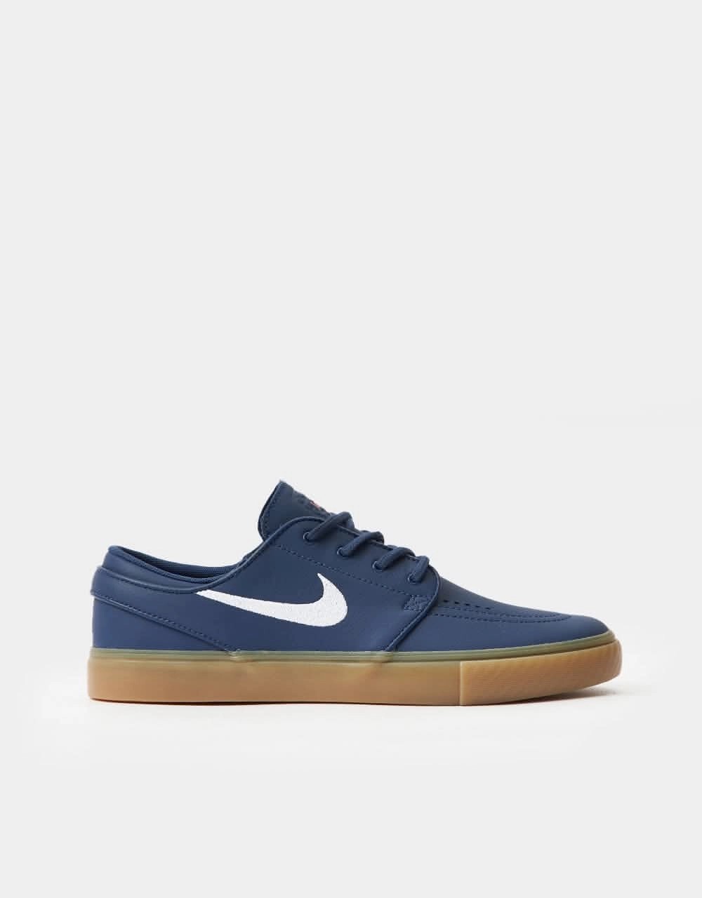 Nike SB Zoom Janoski ISO Skate Shoes - Navy/White-Navy-Gum Lt Brown-Midnight Navy-Safety Orange Nike Shoes With Gore Tex