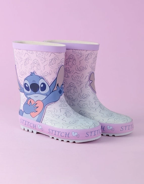 Disney Lilo & Stitch Girls Purple Wellington Boots Gladiator Boots