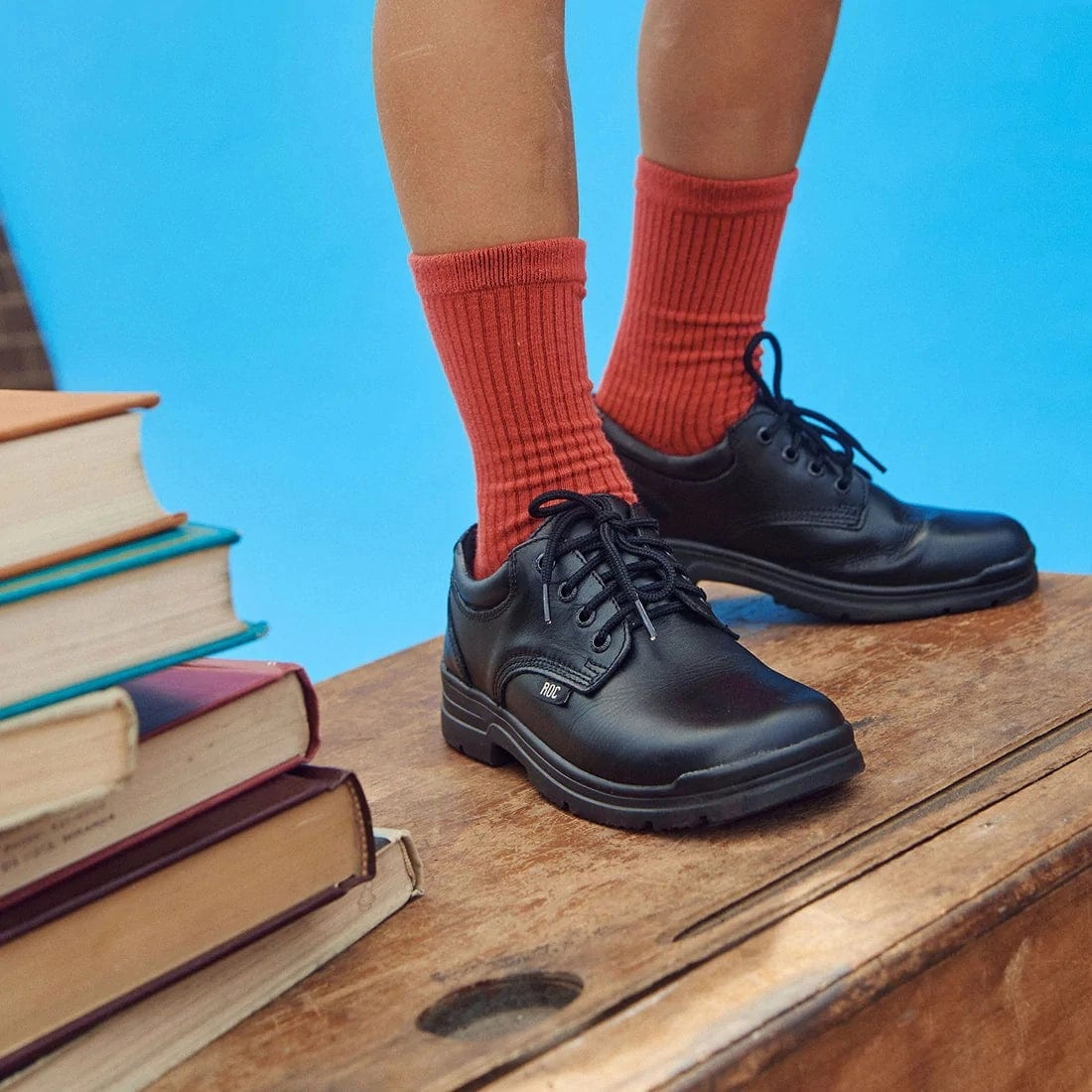 Childrens Waterproof Hiking Boots Roc Boots Junior Rigour Black Lace Leather School Shoes