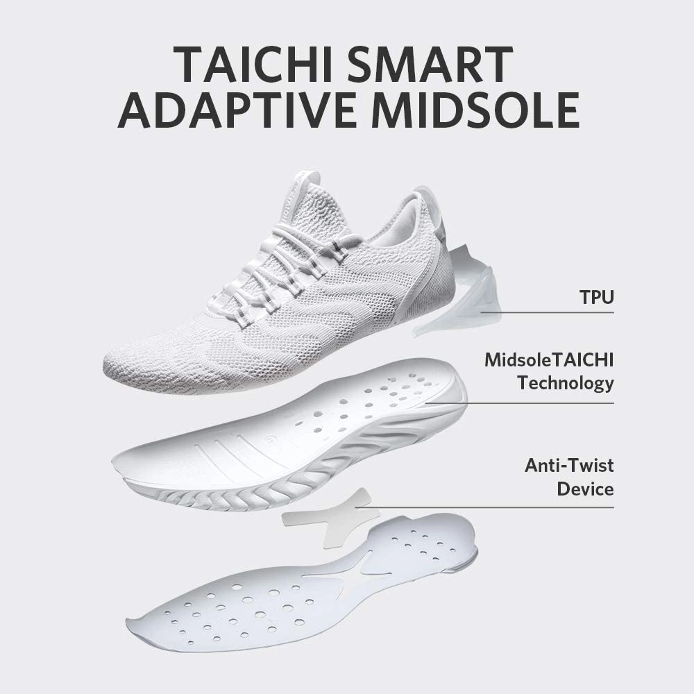 Ye Tennis Shoes PEAK TAICHI Running Shoes Men Adaptive Smart Cushioning Trainers King Series White