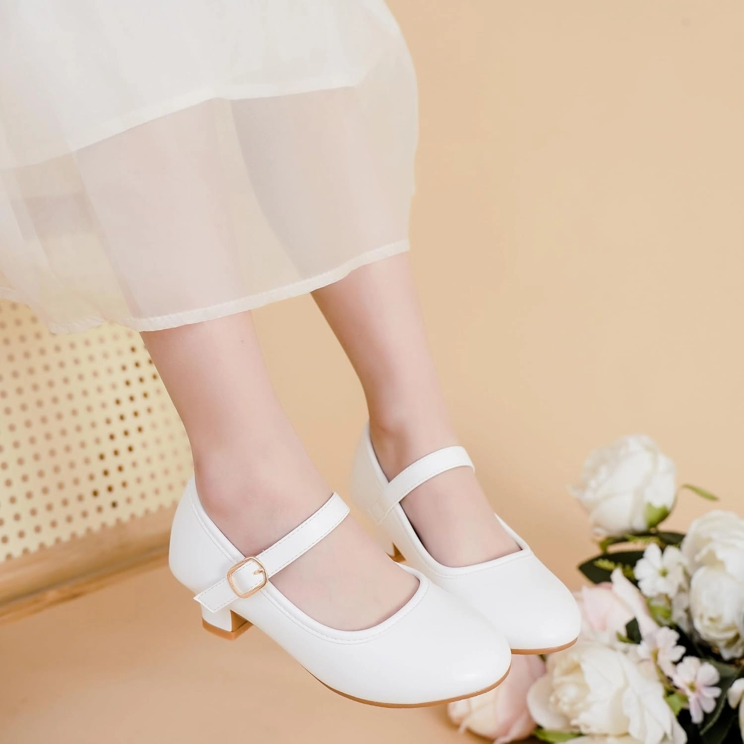 Dufannie Girls Dress Shoes Low Heel Princess Flats Mary Jane Flower Wedding Party Glitter Shoes for Kids Toddler Asics Gel Cumulus 18 Running Shoe